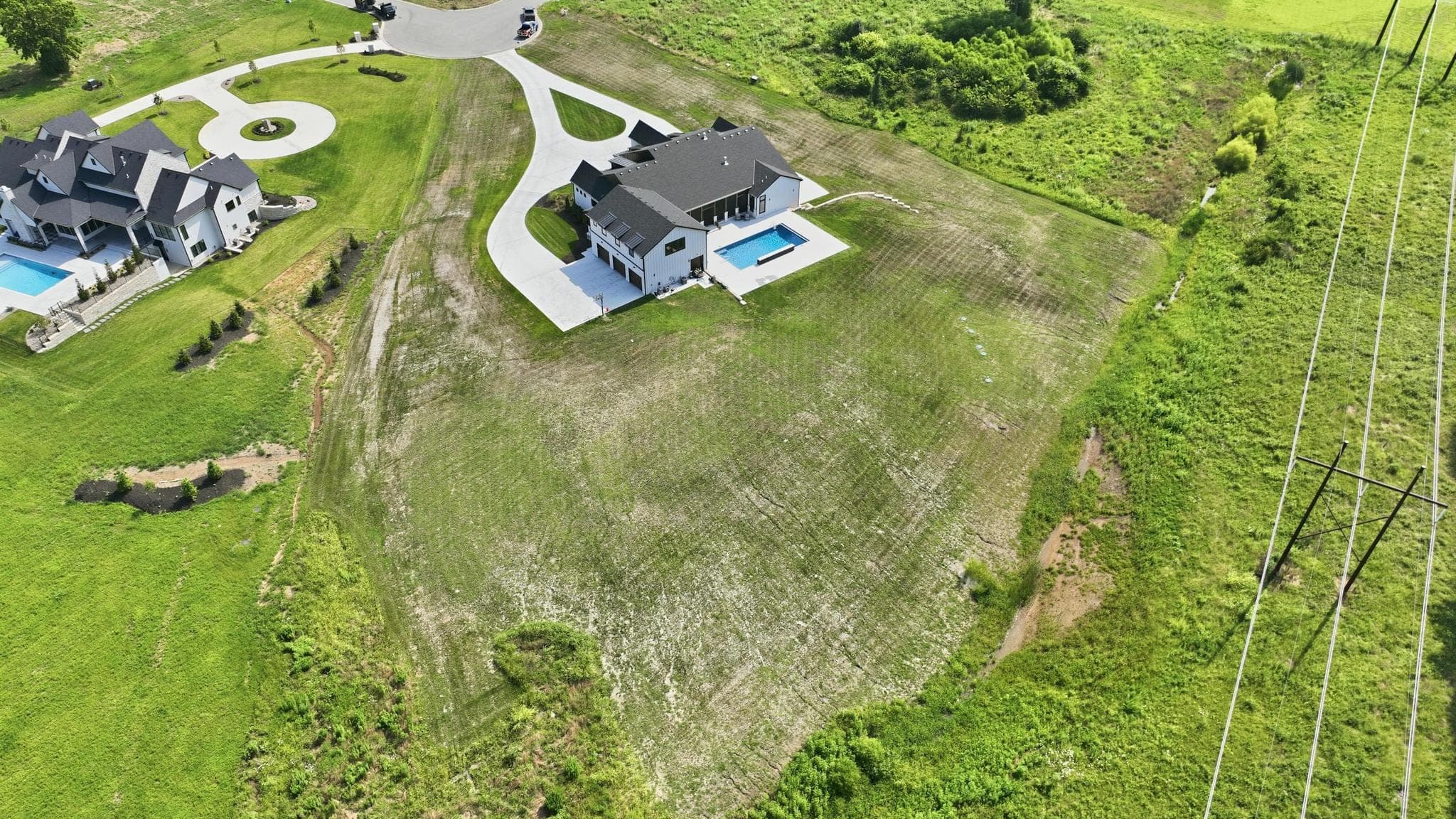 High aerial over the property and its boundaries