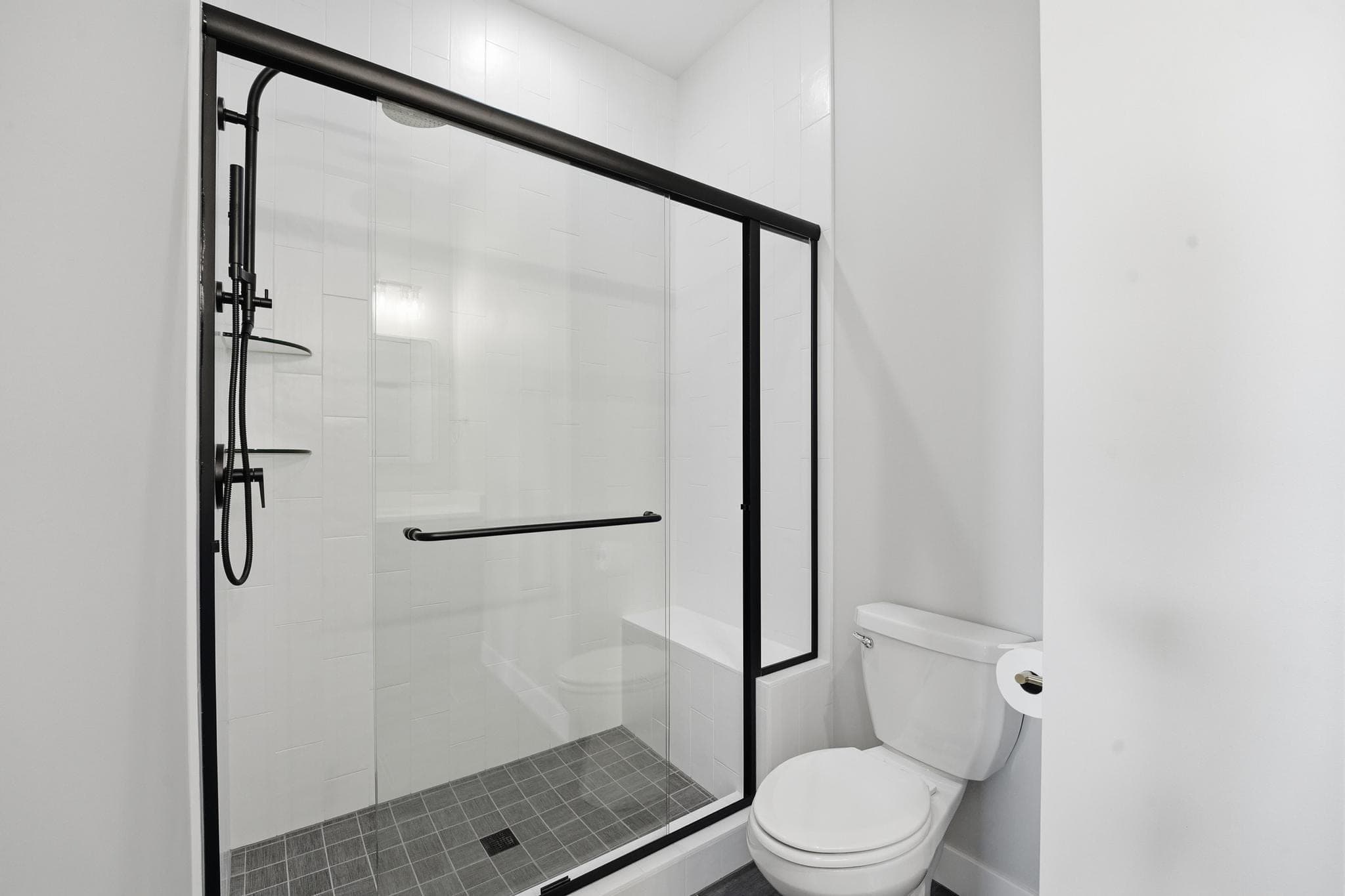 Ensuite black-framed glass shower