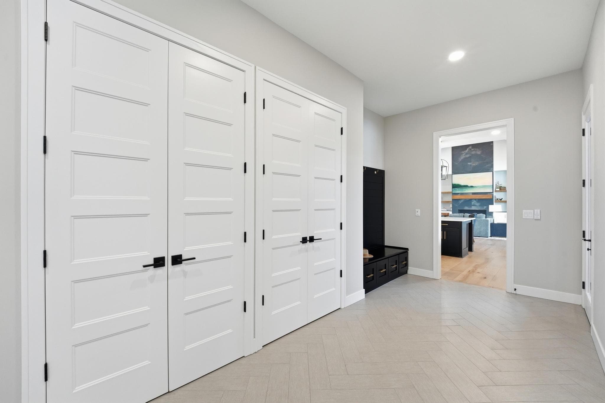 Hall with double storage doors