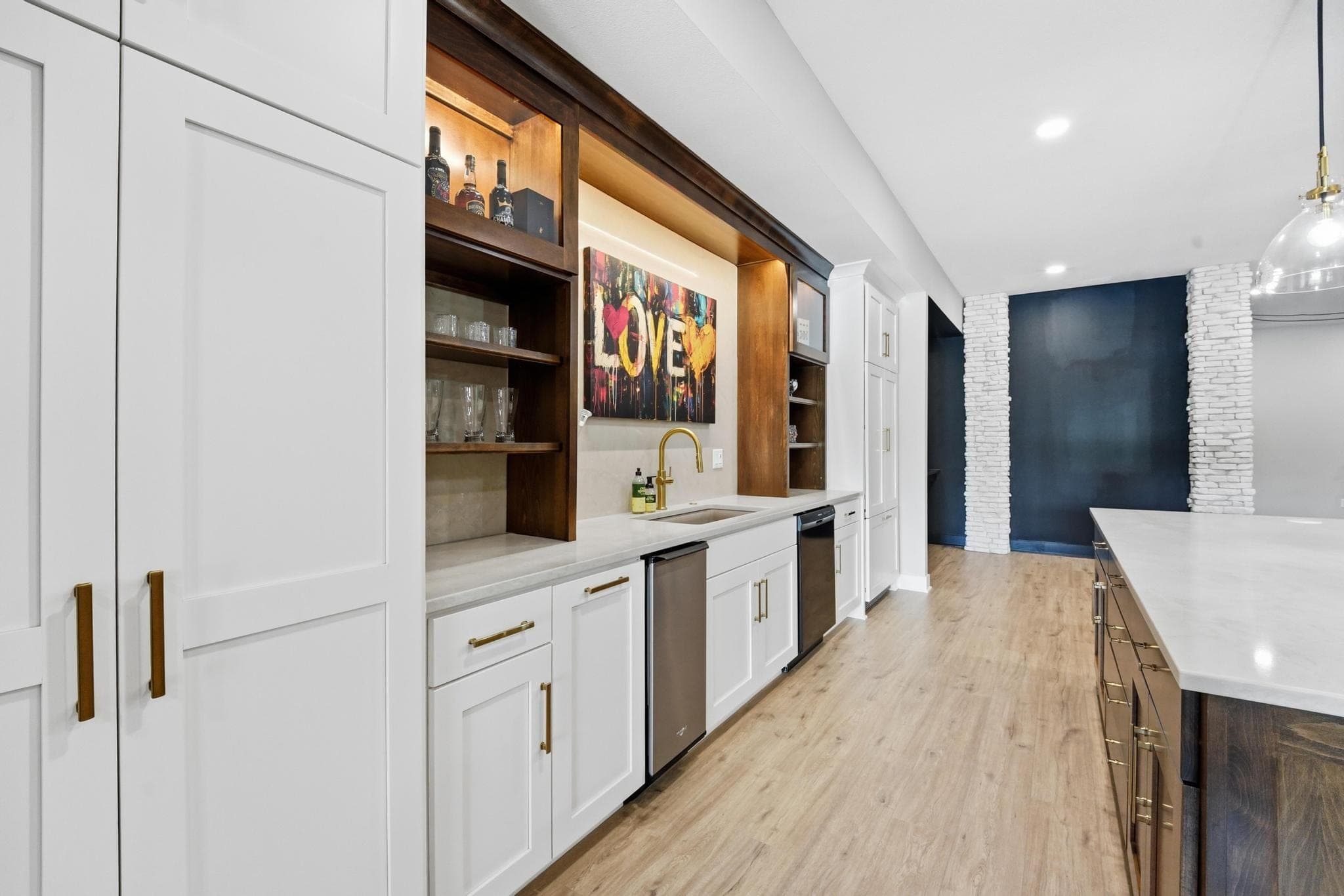 Bar cabinetry and shelving