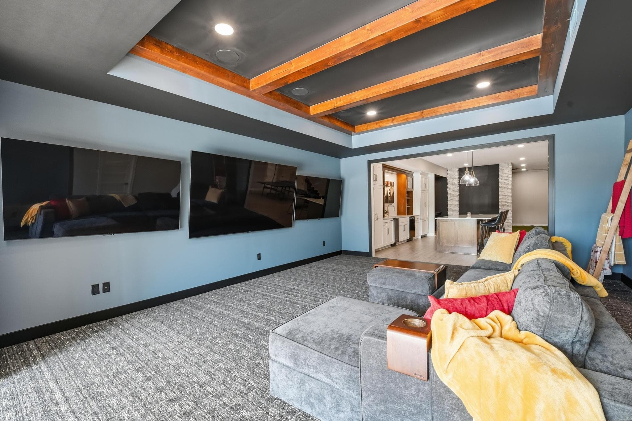 Media room sectional and screens