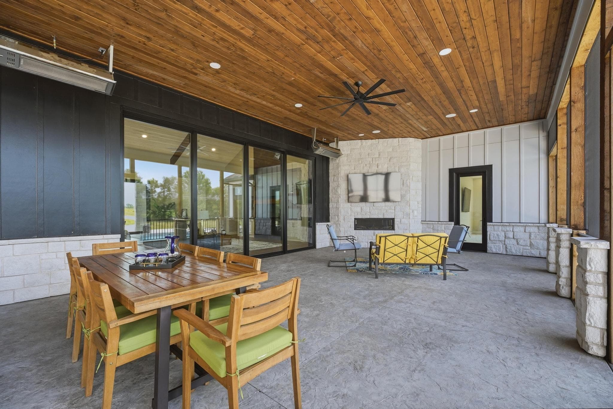 Covered patio dining table