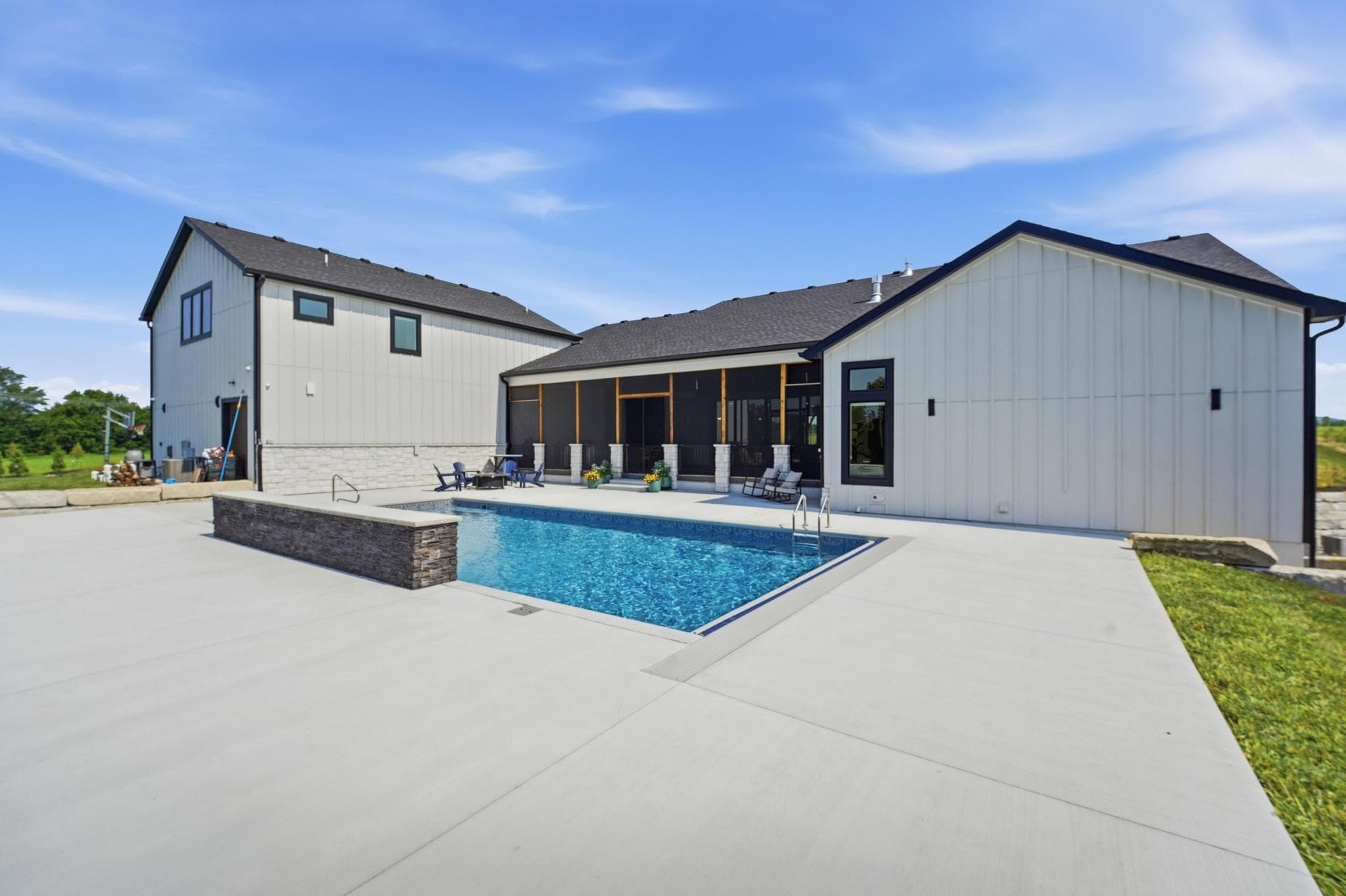Rear elevation with pool