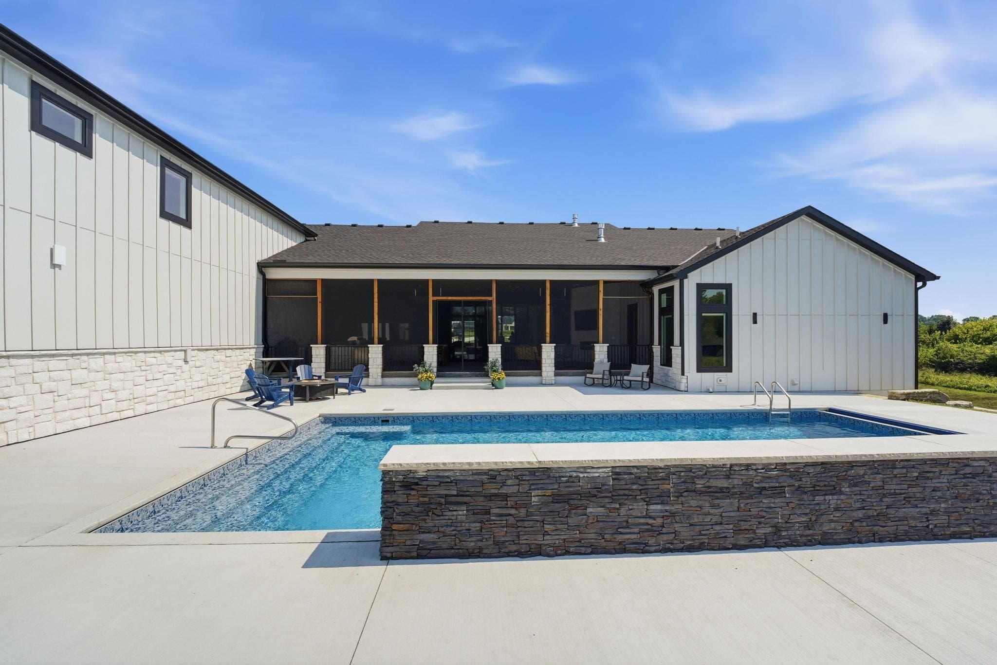 Rear elevation with pool wall