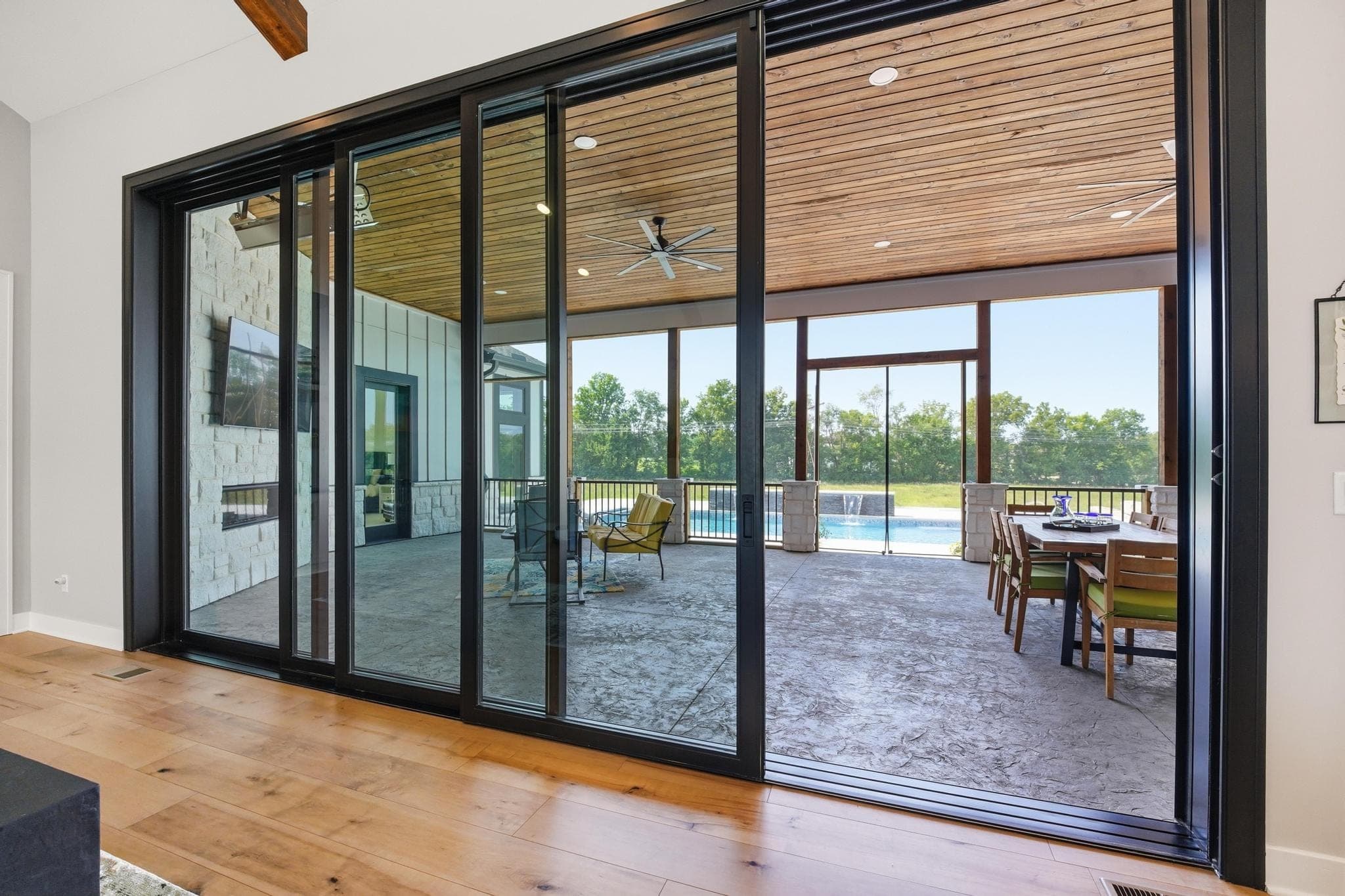 Sliding patio doors from the great room to the covered patio