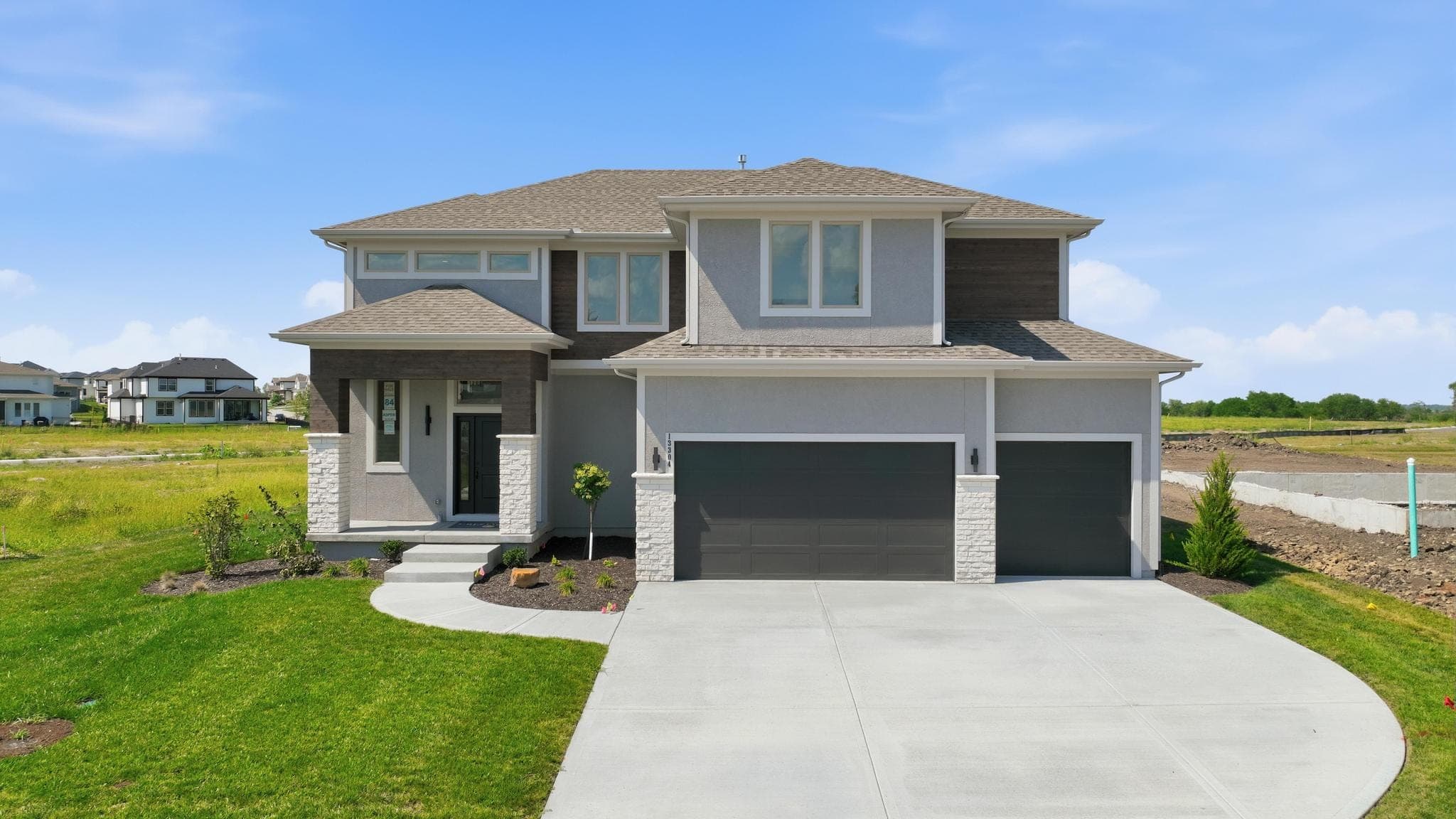Low aerial of the front elevation