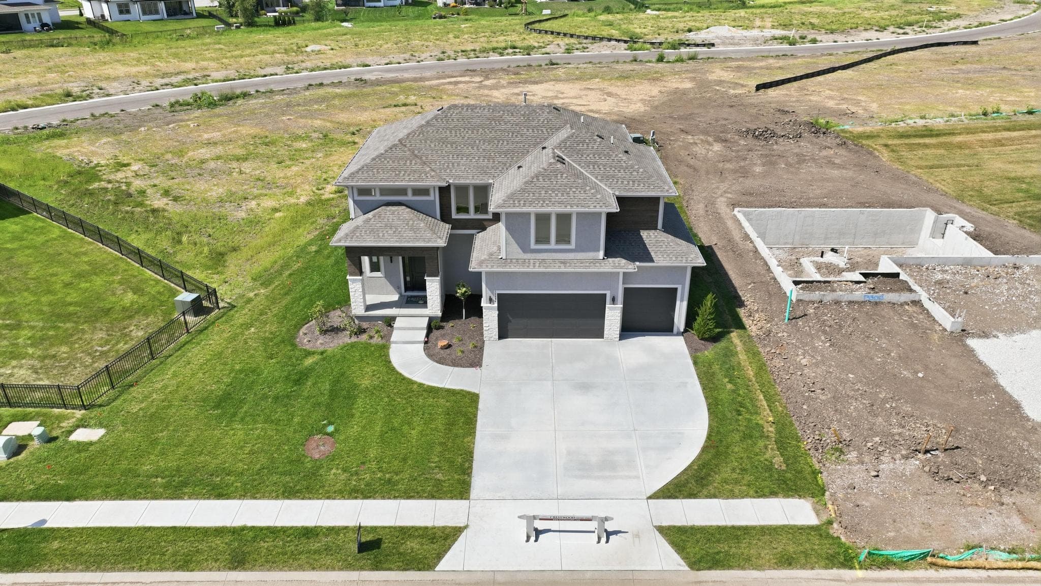 Aerial of the home and lot