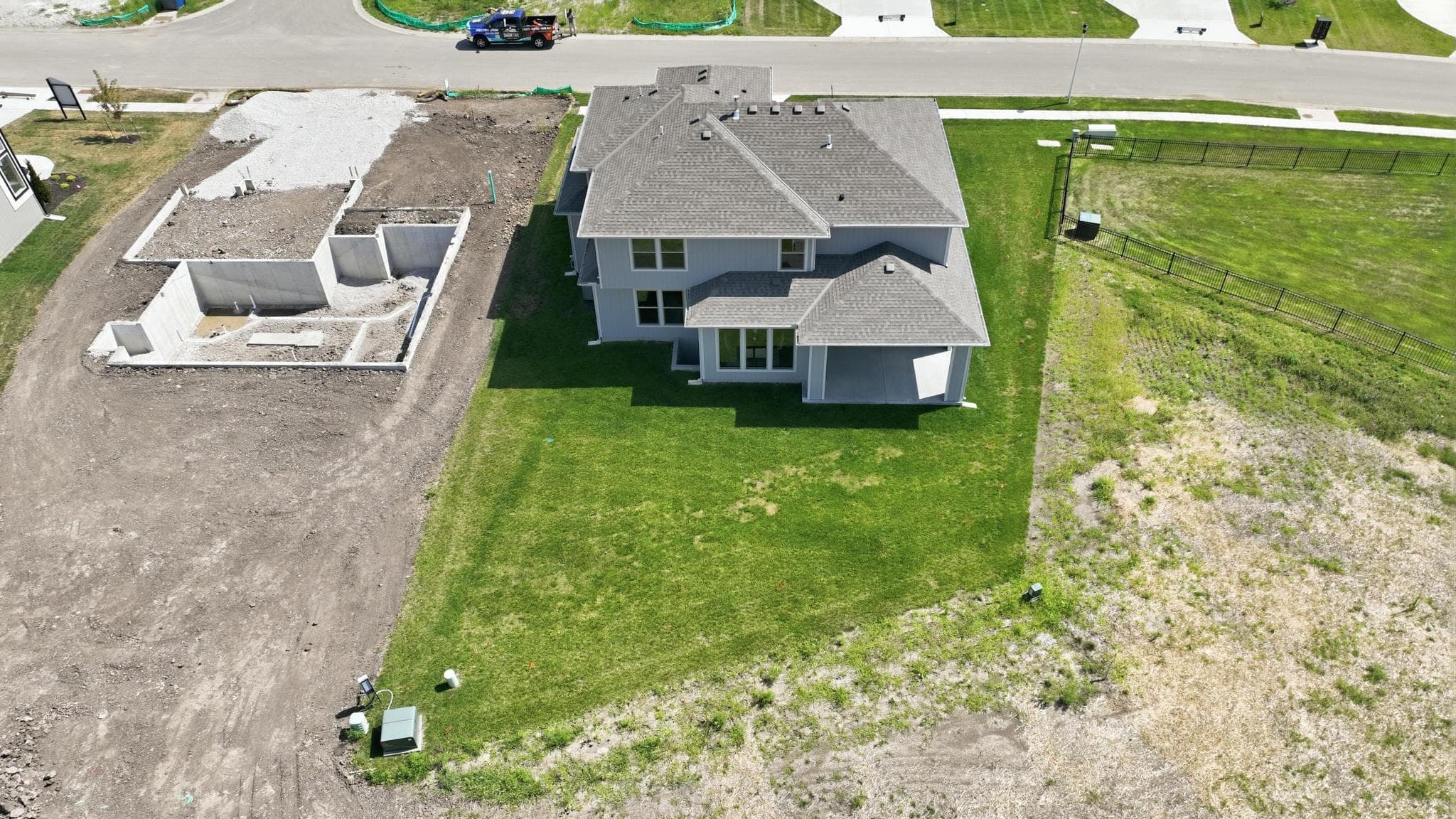 Aerial of the rear of the home