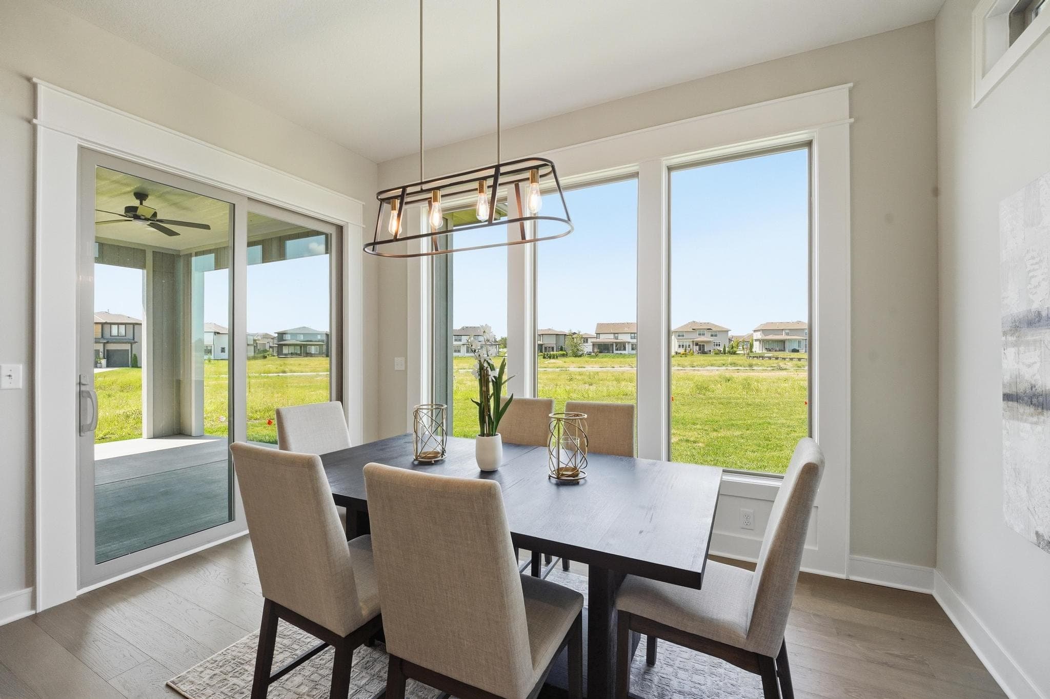 Dining area with patio doors