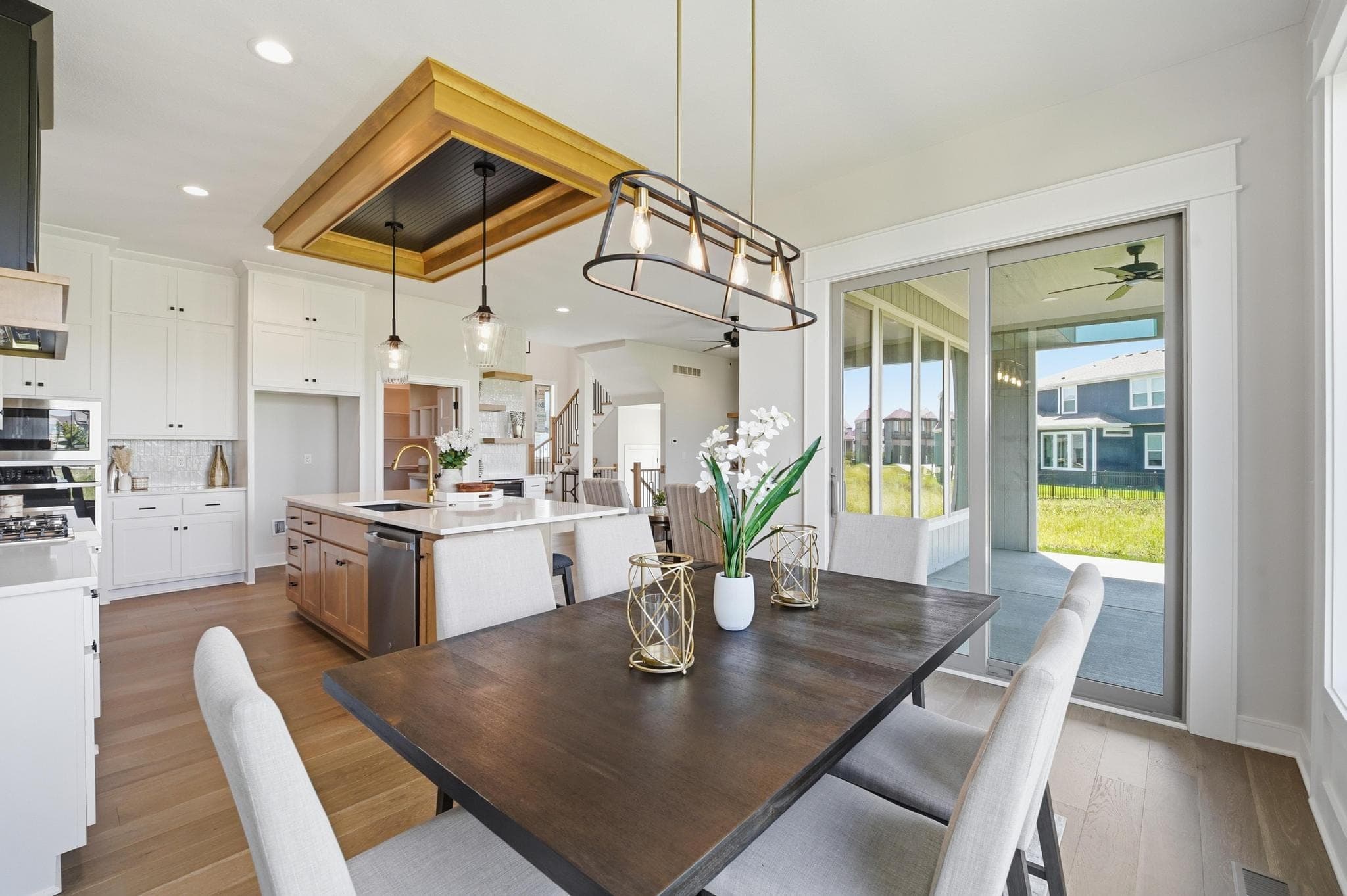 Dining table and kitchen